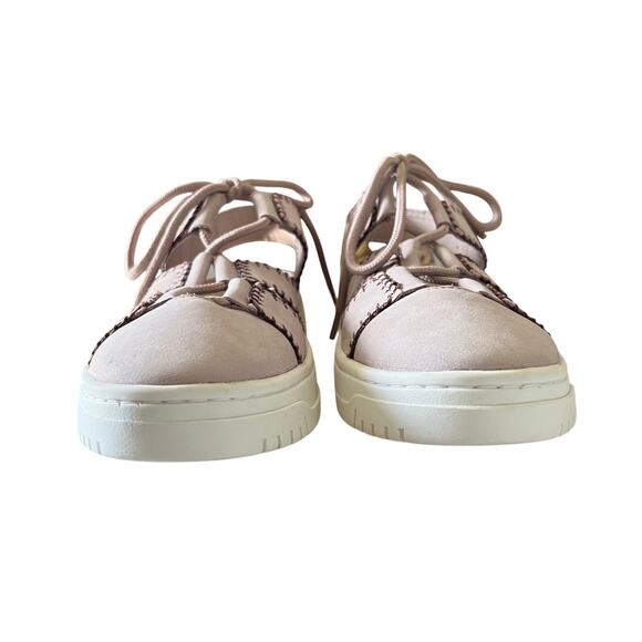 FREE PEOPLE Thirty Love Cut Away Sneakers Pink White Sz 9 Adjustable Lace Up - Picture 3 of 11
